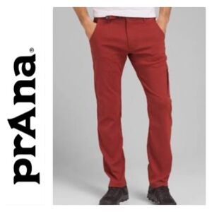 Prana Stretch Zion Straight Hiking Pant Men Medium x 32 Roll Up Rust Red Stretch